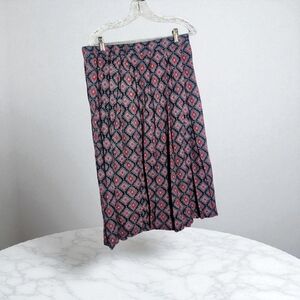 Vintage Koret Geometric Sz 18 Pink and Navy Midi Skirt NWT